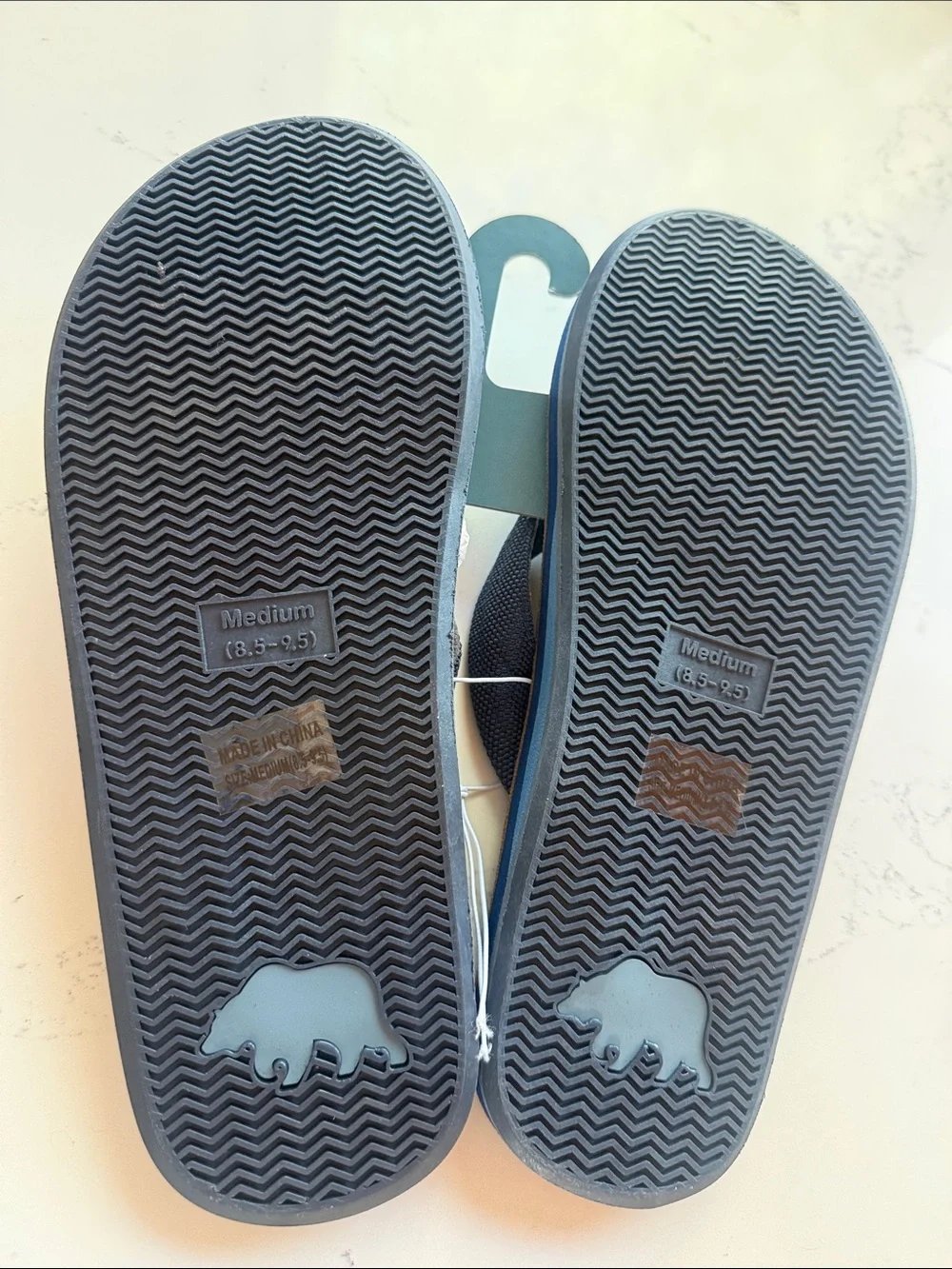 Onward Reserve Leather Flip Flop Sandals  Navy Nylon Straps Size Medium 8.5-9.5